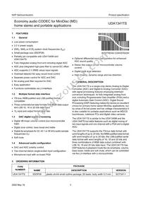 UDA1341TS/N1 Datasheet Page 3