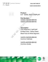 VAOD-A403G9-BW/45 Datasheet Cover