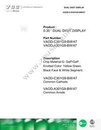 VAOD-C301G9-BW/47 Datasheet Cover