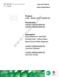 VAOD-C565G9-BW/43 Datasheet Cover