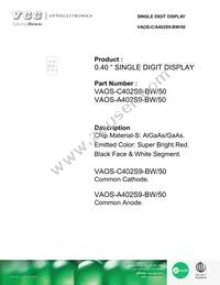 VAOS-C402S9-BW/50 Datasheet Cover