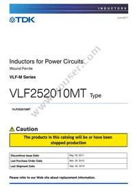 VLF252010MT-4R7M Datasheet Cover