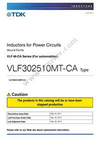VLF302510MT-220M-CA Datasheet Cover