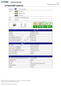 VLF302515MT-220M-CA Datasheet Cover