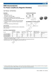 VLF5010AT-100MR78-2 Datasheet Cover
