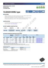 VLS252010HBU-100M Datasheet Cover