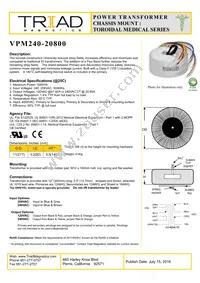 VPM240-20800 Datasheet Cover