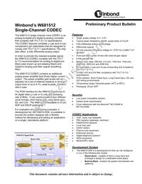 W681512S Datasheet Cover
