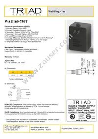 WAU160-750T Datasheet Cover