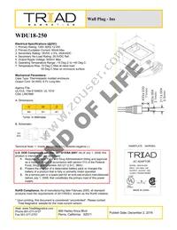 WDU18-250 Datasheet Cover