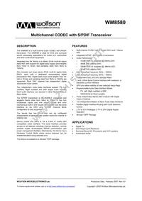 WM8580GEFT/V Datasheet Cover