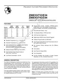 Z8674316VSC Datasheet Cover