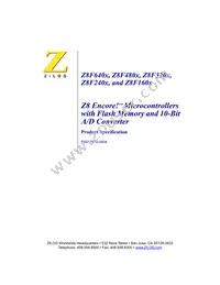 Z8F6402AR020SC00TR Datasheet Cover