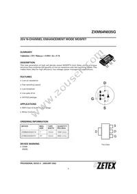 ZXM64N035GTA Datasheet Cover