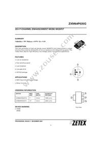 ZXM64P035GTA Datasheet Cover