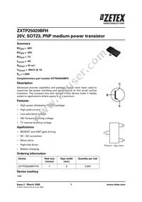 ZXTP25020BFHTA Datasheet Cover